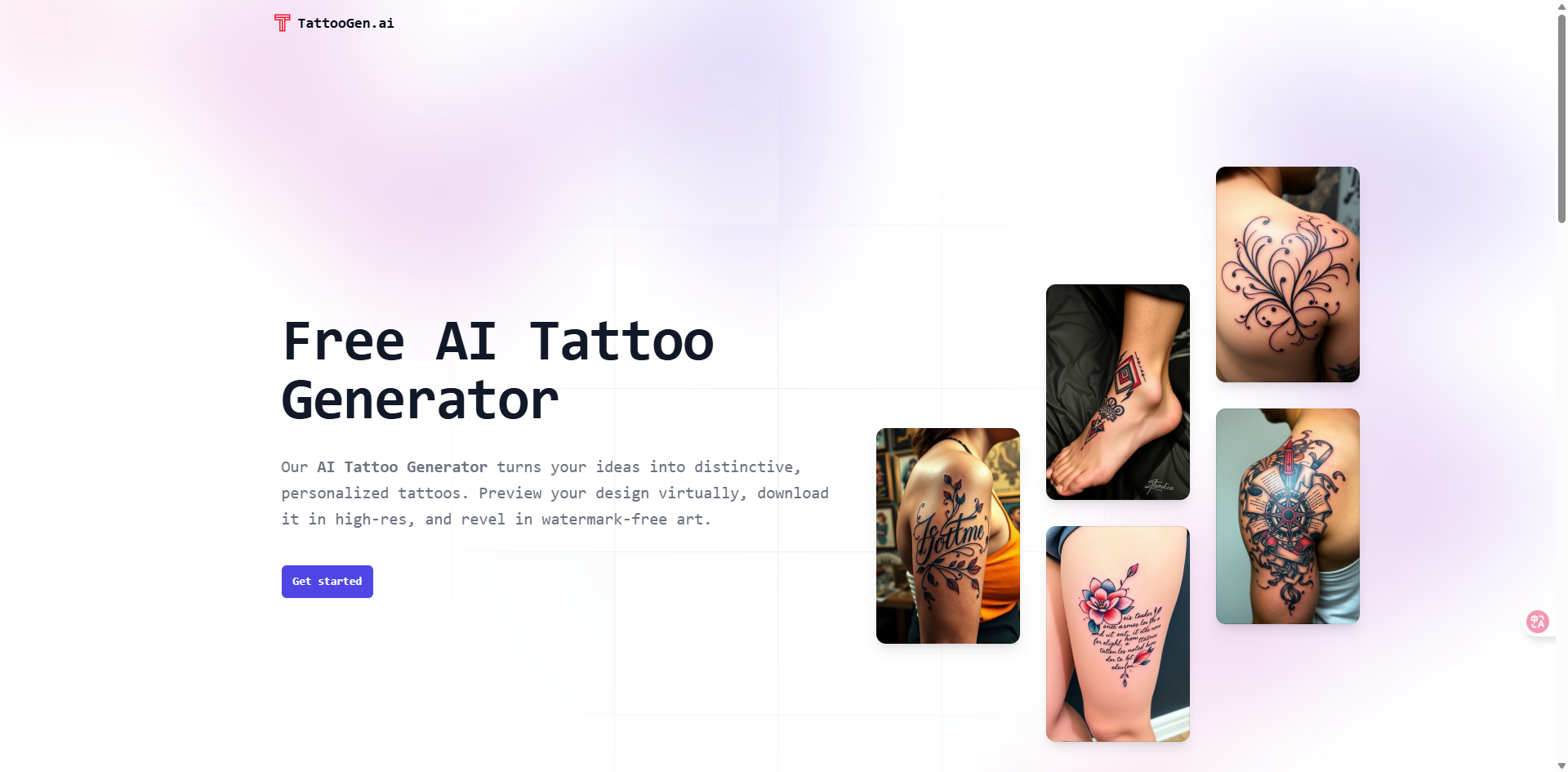 TattooGen.ai - Free AI Tattoo Generator Interface